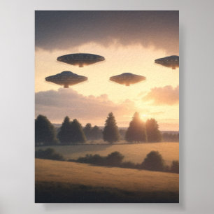 UFO Alien Space Digital Posters & Wall Art Poster