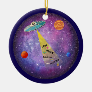 UFO Alien Weltraum Raumfahrtstars Keramik Ornament