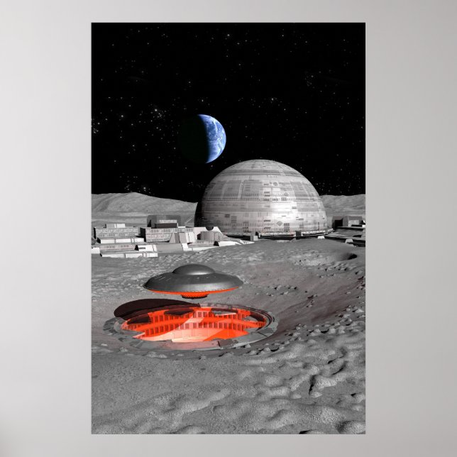 Ufo auf dem Mond Poster (Vorne)