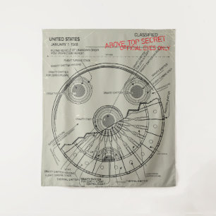 UFO Bauplan Wandteppich