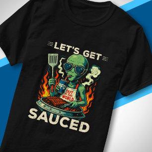 UFO BBQ Grill Picknick Lass uns sauig werden Lusti T-Shirt