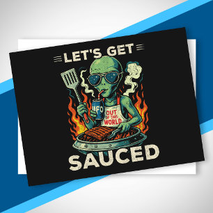 UFO BBQ Grill Picknick Lasst Uns Saucen Alien Lust Feiertagspostkarte