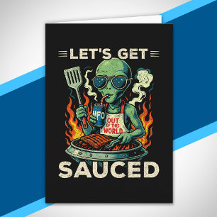 UFO BBQ Grill Picknick Lasst Uns Saucen Alien Lust Karte