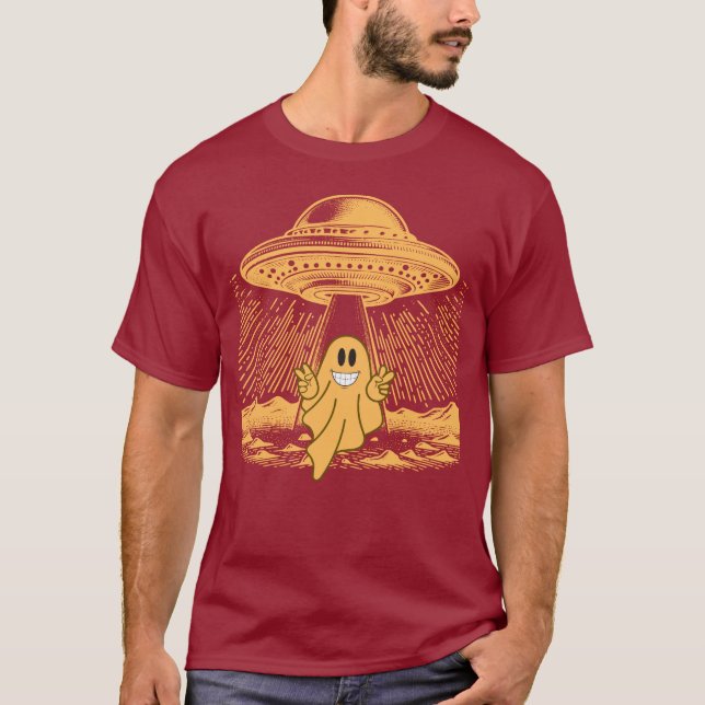 UFO-Begegnung Laughing Ghost-Design T-Shirt (Vorderseite)