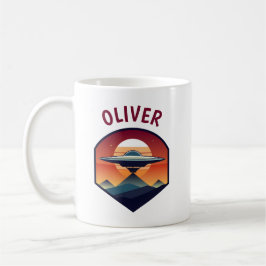 UFO bei Sonnenuntergang Personalisiert Kaffeetasse