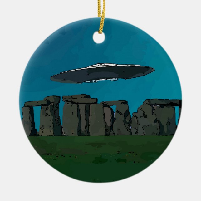 UFO bei SteinHenge Keramikornament (Vorne)
