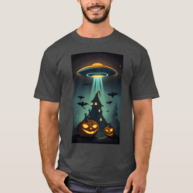 UFO Castle Halloween Vintag T-Shirt (Vorderseite)