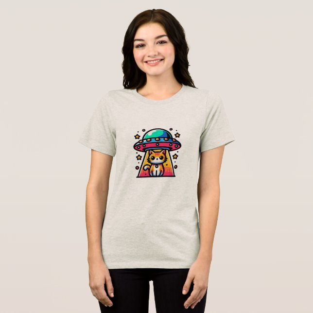 UFO Cat Abduction Tri-Blend Shirt (Vorderseite voll)