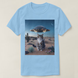 UFO Desert Cat Light Blue T - Shirt
