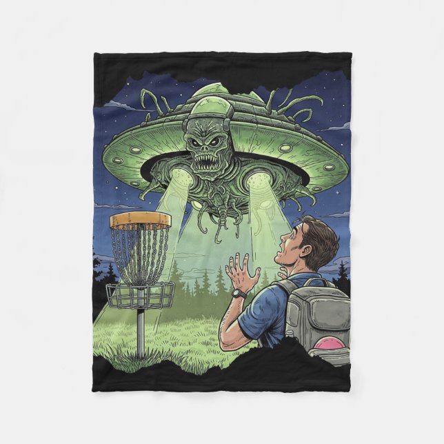 Ufo Disc Golf - Außerirdisches Raumschiff schwebt  Fleecedecke (Vorderseite)