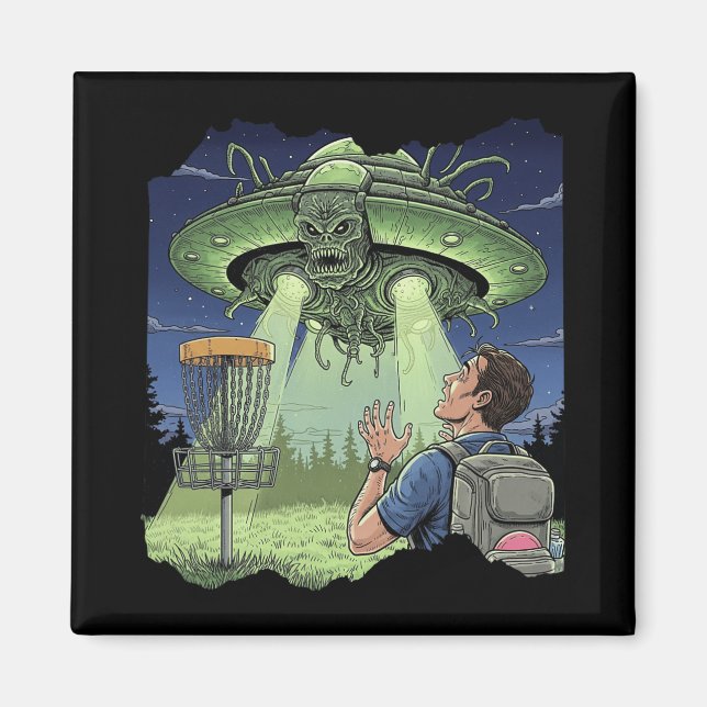 Ufo Disc Golf - Außerirdisches Raumschiff schwebt  Magnet (Vorne)