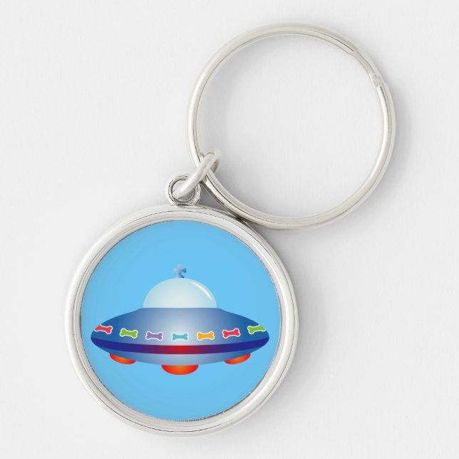 UFO Dog Bone Spaceship Schlüsselanhänger (Vorne)
