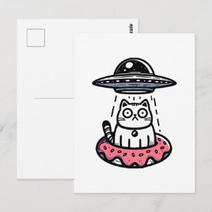 UFO-Donut-Katze Postkarte