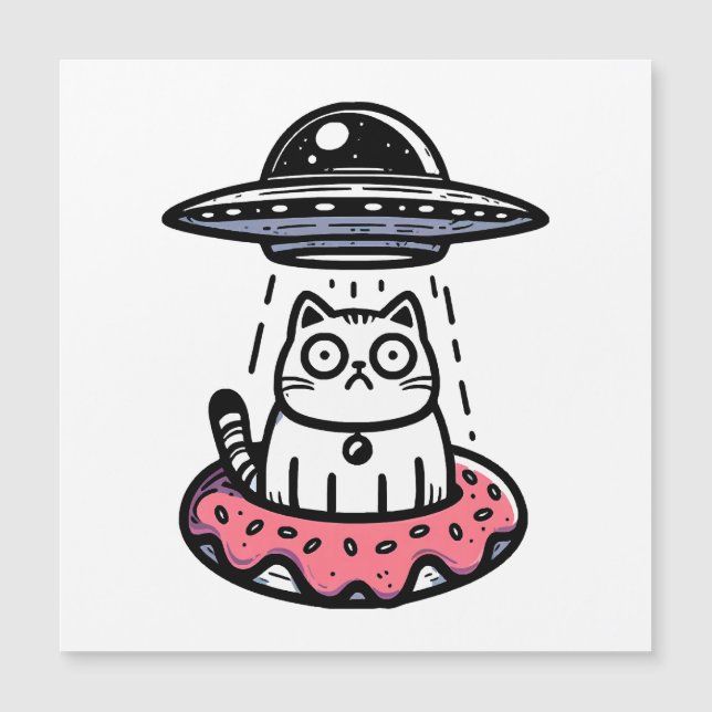 UFO Doughnut Cat Magnetkarte (Vorderseite)