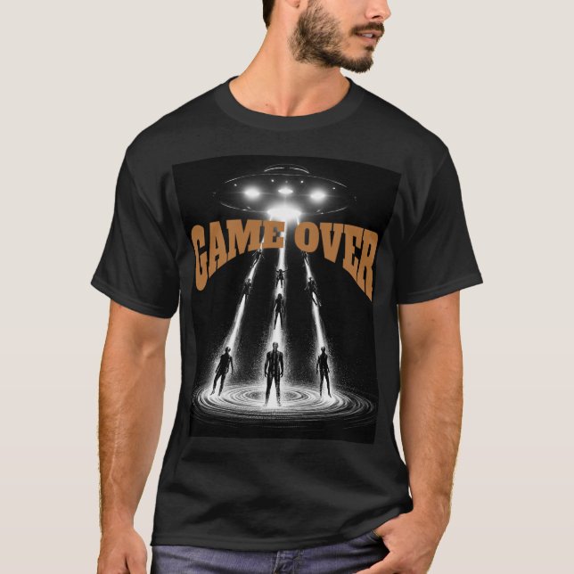 UFO Encounter Over Distant Planet: Cosmic Abductio T-Shirt (Vorderseite)