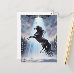 UFO-Entführung eines wunderschönen Einhorns Postkarte