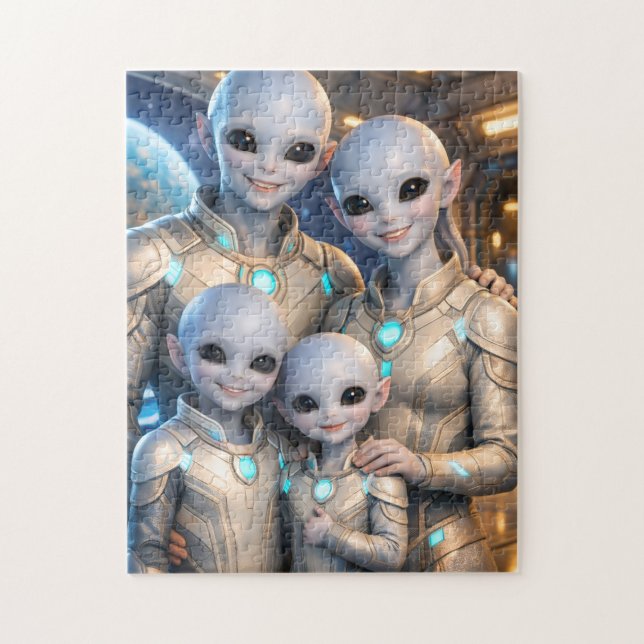 UFO-Familie  Puzzle ("Family from another galaxy")