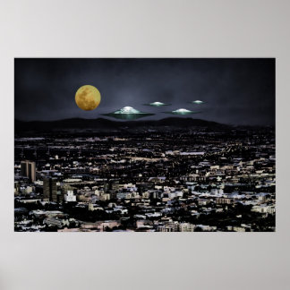 UFO-Flugobjekt im Weltraum Poster