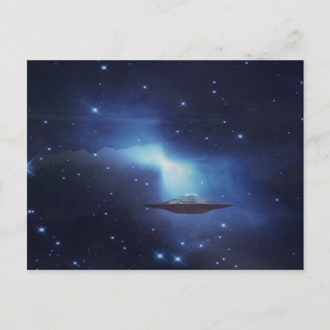 UFO-Flugobjekt im Weltraum Postkarte (Vorderseite)