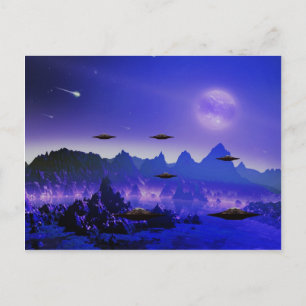 UFO-Flugobjekt im Weltraum Postkarte