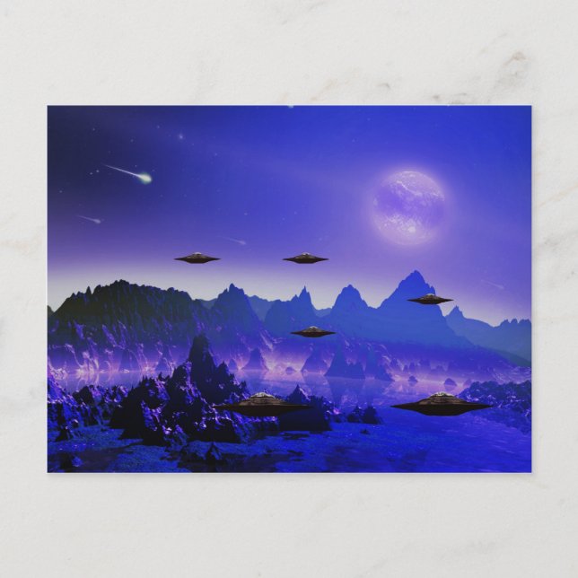 UFO-Flugobjekt im Weltraum Postkarte (Vorderseite)