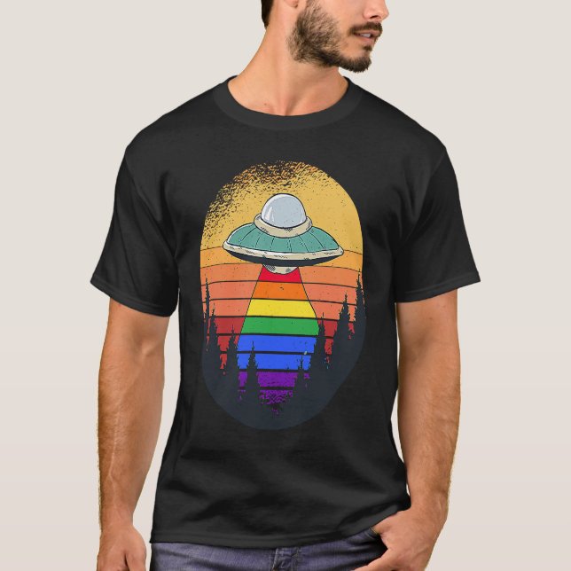 Ufo Flying Saucers LGBT Gay & Lesbian Pride LGBT g T-Shirt (Vorderseite)