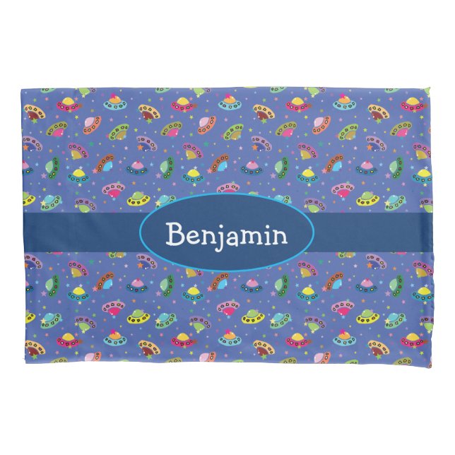 UFO Flying Whimsical Cartoon Raumschiff Muster Kissenbezug (Vorderseite)