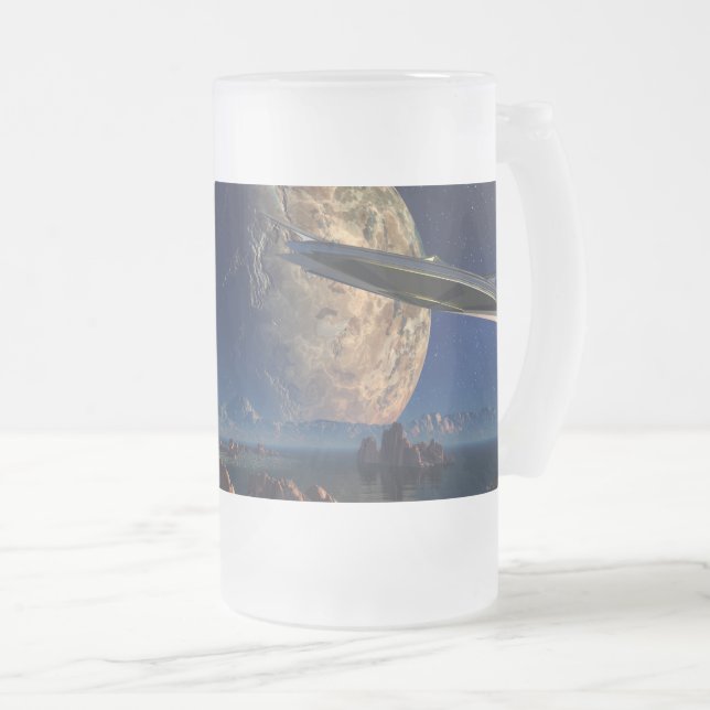 UFO-Foreign World - SciFi Landschaft Mattglas Bierglas (VorderseiteRechts)