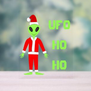 UFO Ho Ho Father Weihnachts-Alien Acrylschild