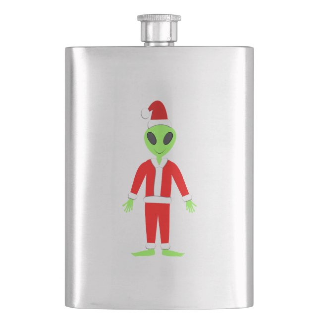 UFO Ho Ho Father Weihnachts-Alien Flachmann (Vorderseite)