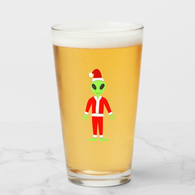 UFO Ho Ho Father Weihnachts-Alien Glas (Vorne (Gefüllt))
