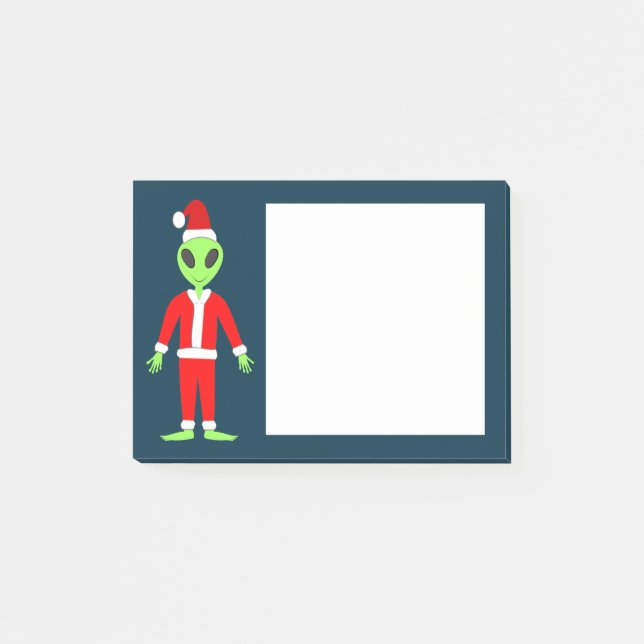 UFO Ho Ho Father Weihnachts-Alien Post-it Klebezettel (Vorderseite)