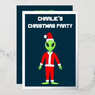 UFO Ho Ho Weihnachtsmann Alien Benutzerdefiniert Folieneinladung