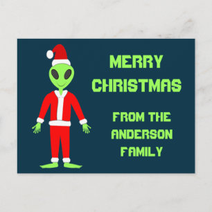 UFO Ho Po Weihnachtszeit Alien Custom Postkarte