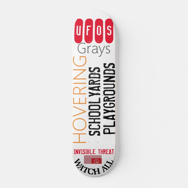UFO HOVERING GRAYS Skateboard (Vorderseite)