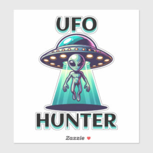 UFO Hunter   Kunst mit UFO und Alien Aufkleber