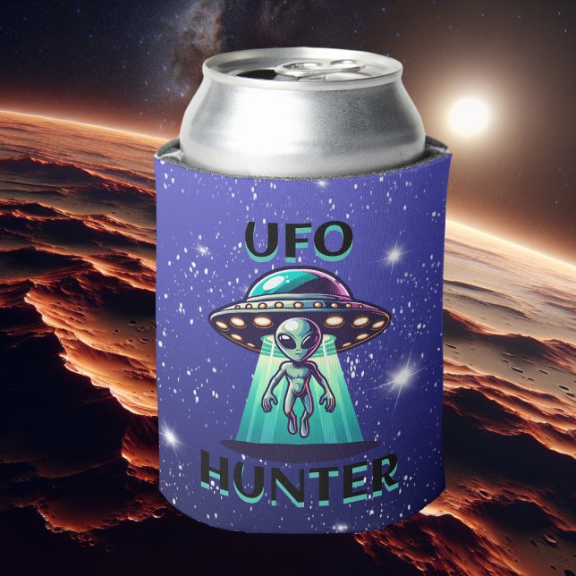 UFO Hunter | Kunst mit UFO und Alien Dosenkühler (Von Creator hochgeladen)