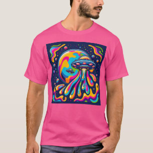 Ufo im psychedelischen Raum T-Shirt