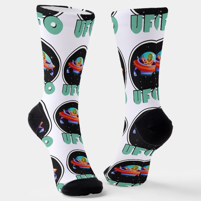 Ufo im Weltraum Socken (Gewinkelt)