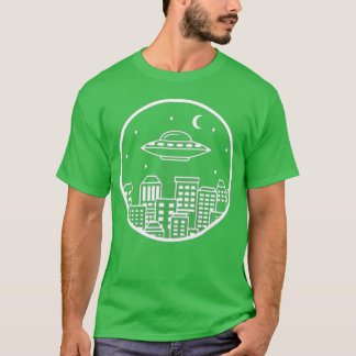 UFO in der Stadt lustig T-Shirt