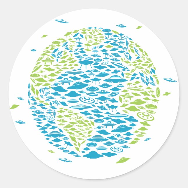 UFO-Invasion der Welt, Alien, Raumfahrt Runder Aufkleber (Vorderseite)