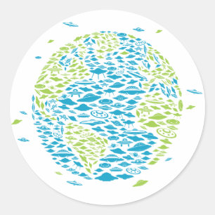 UFO-Invasion der Welt, Alien, Raumfahrt Runder Aufkleber