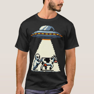 Ufo Kuh Abduction Pixel Art T-Shirt