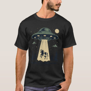 UFO-Kuh-Entführung-Alien-Strahl Lustiger Bauernhof T-Shirt