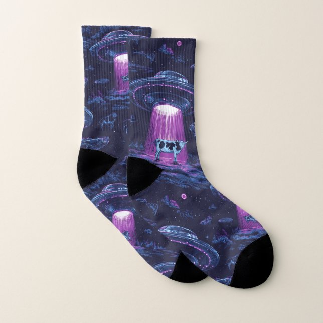 UFO Kuh Entführung weltraumsinnige Socken (Paar)