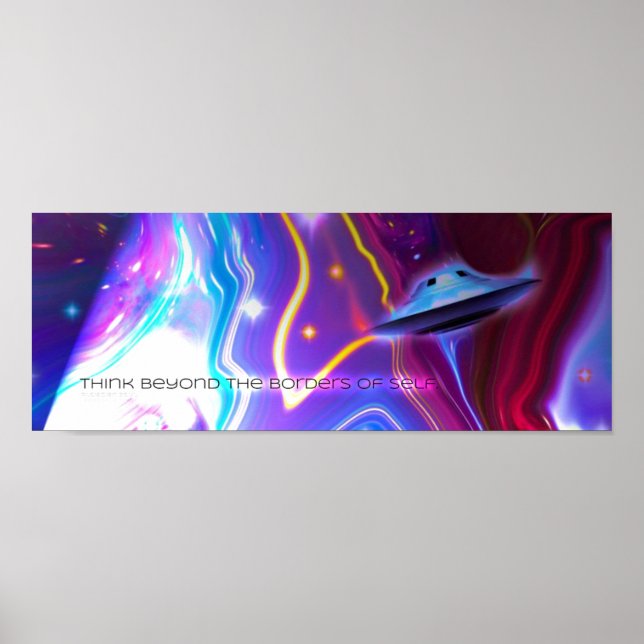 UFO Magenta Dimension 36" x 12" Horizontales Poste Poster (Vorne)