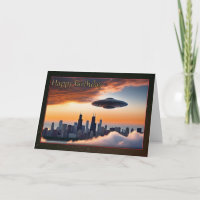 UFO Over Chicago Young Boys Geburtstagskarte