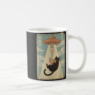 UFO Ramen Katze Alien Entführung Retro Japanische Kaffeetasse