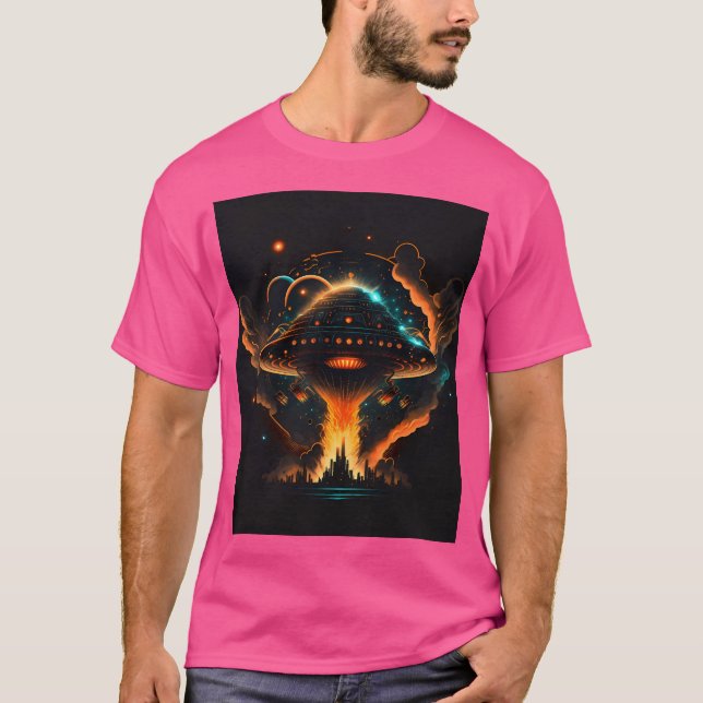 Ufo Retro Abduction City Alien Sci Fi Space Shirt (Vorderseite)