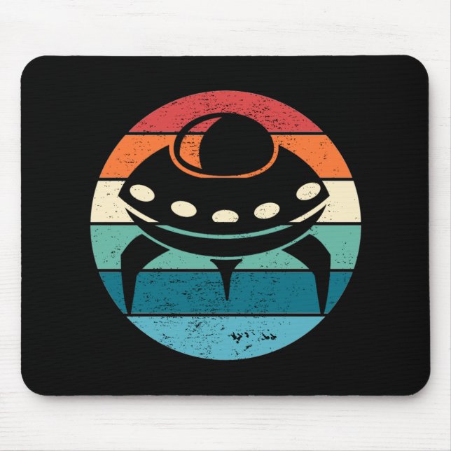 UFO Retro Sunset Mousepad (Vorne)